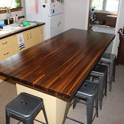 walnut butcher block_butcher block table_and metal chairs