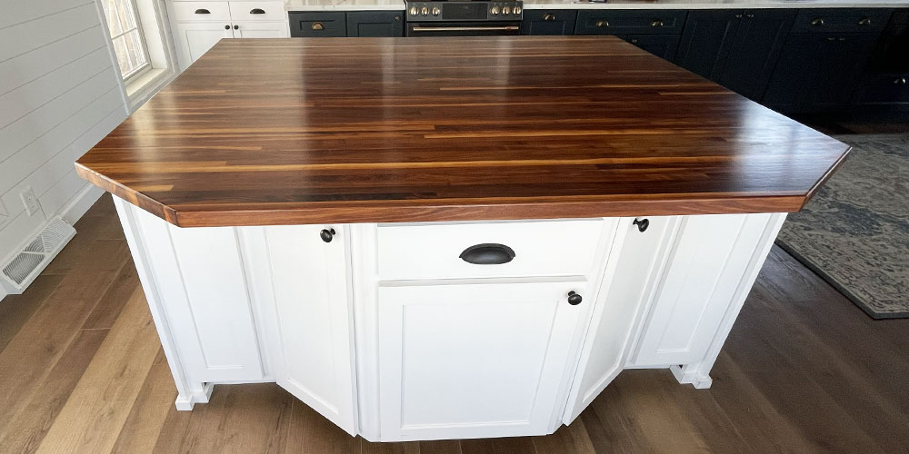 Custom Walnut Butcher Block Kitchen Island